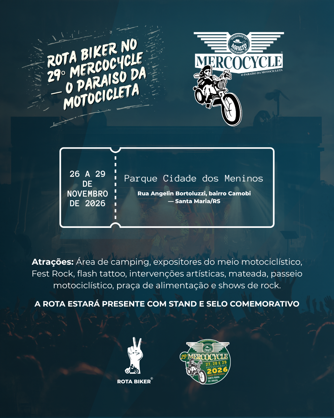 29º Mercocycle 2026: quatro dias de motociclismo, rock e encontros em Santa Maria